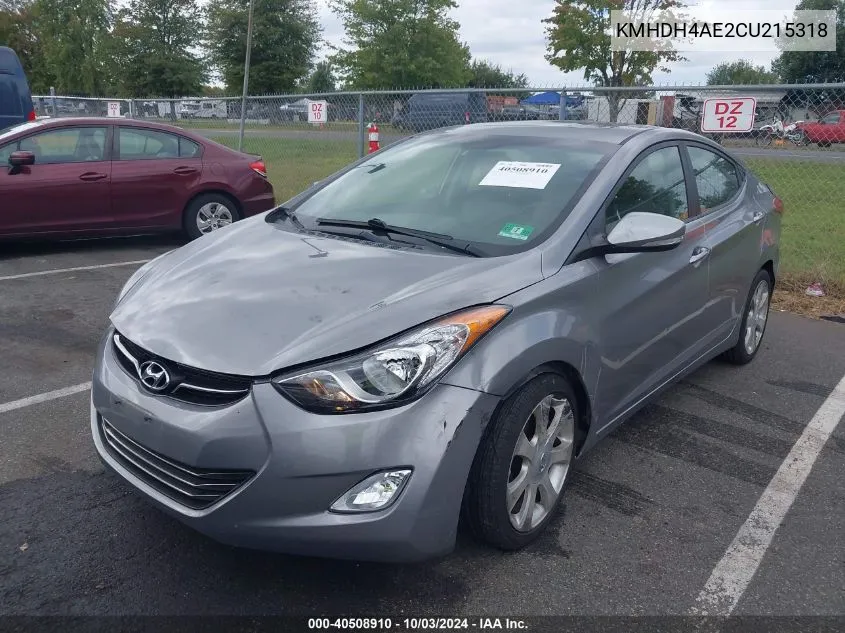 2012 Hyundai Elantra Limited (Ulsan Plant) VIN: KMHDH4AE2CU215318 Lot: 40508910