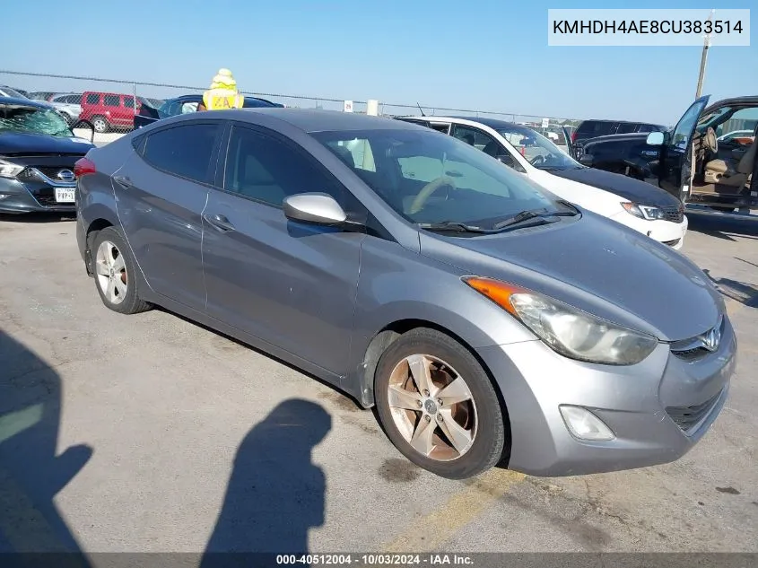 2012 Hyundai Elantra Gls (Ulsan Plant) VIN: KMHDH4AE8CU383514 Lot: 40512004