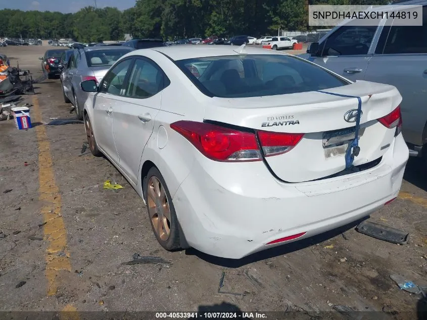 2012 Hyundai Elantra Limited VIN: 5NPDH4AEXCH144819 Lot: 40533941