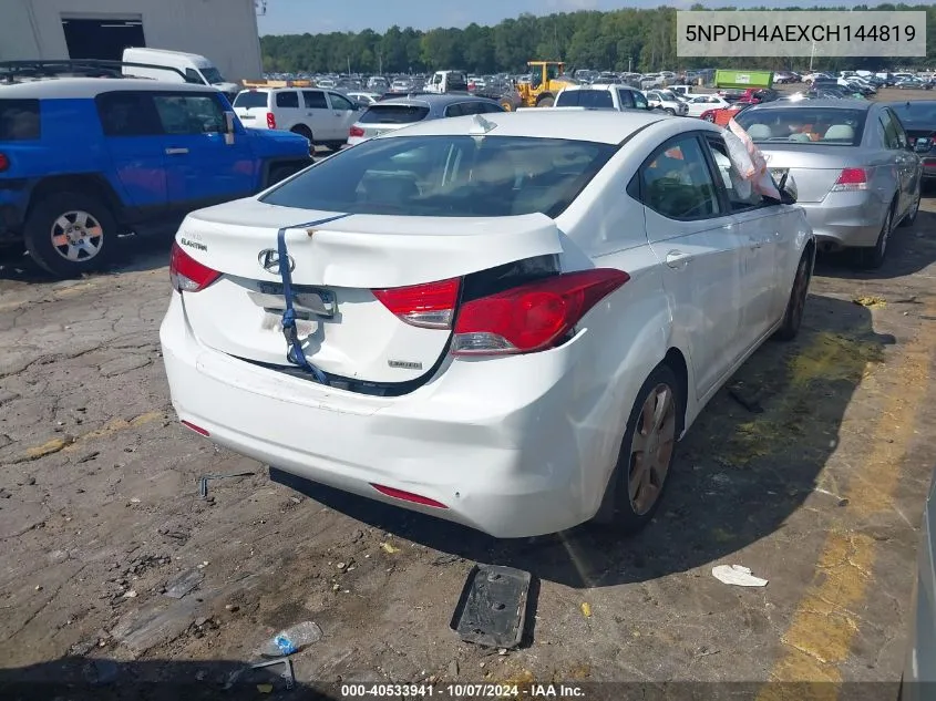 2012 Hyundai Elantra Limited VIN: 5NPDH4AEXCH144819 Lot: 40533941