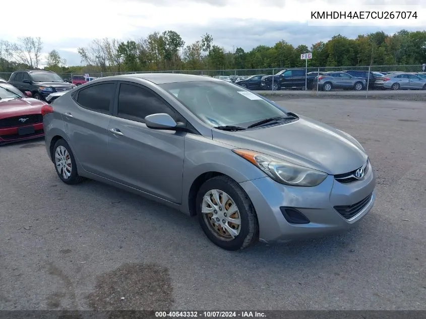 2012 Hyundai Elantra Gls (Ulsan Plant) VIN: KMHDH4AE7CU267074 Lot: 40543332