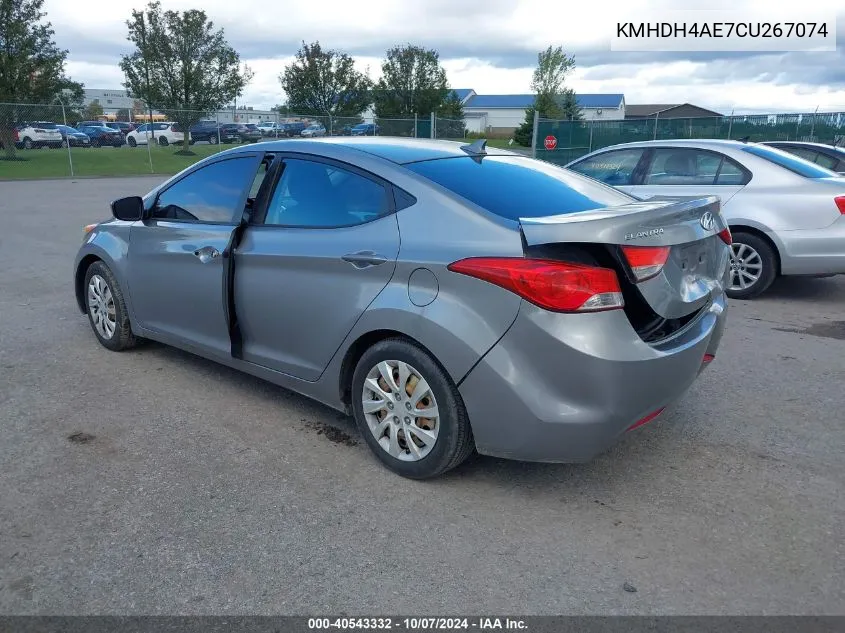 2012 Hyundai Elantra Gls (Ulsan Plant) VIN: KMHDH4AE7CU267074 Lot: 40543332