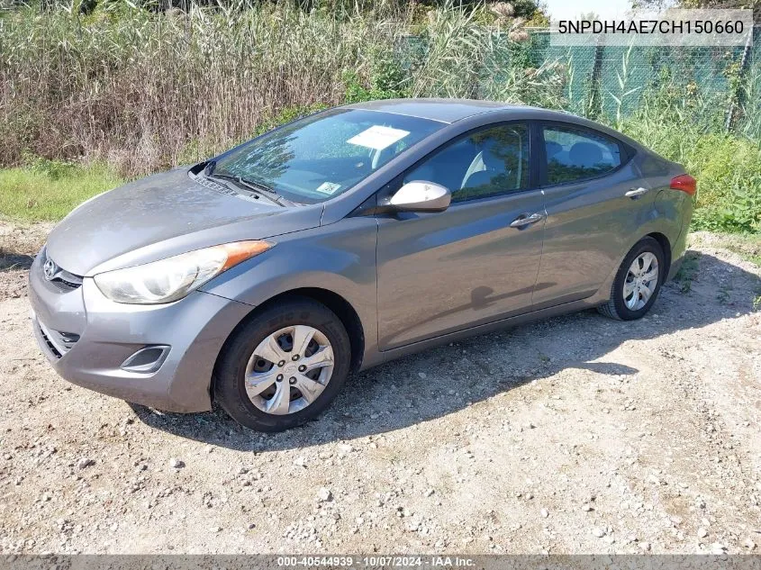 2012 Hyundai Elantra Gls VIN: 5NPDH4AE7CH150660 Lot: 40544939