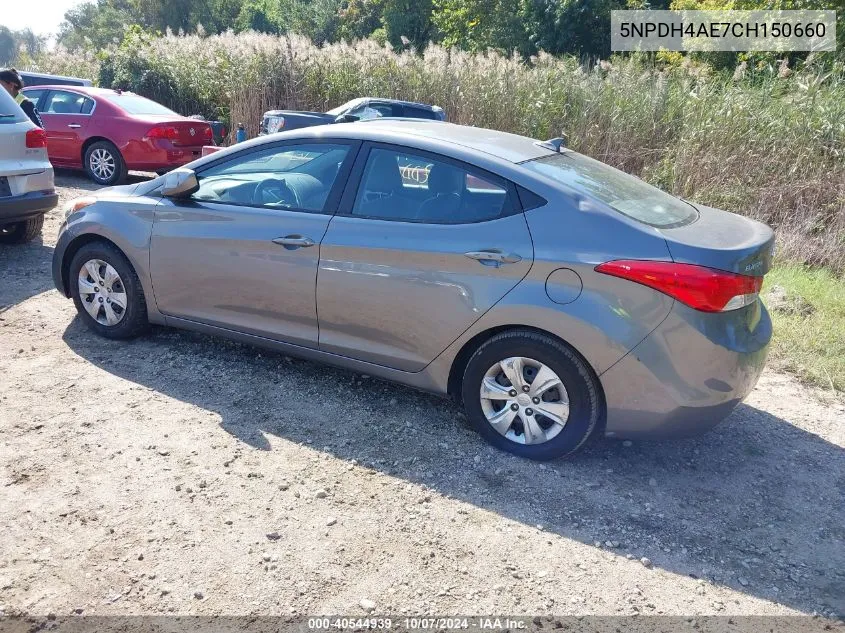 2012 Hyundai Elantra Gls VIN: 5NPDH4AE7CH150660 Lot: 40544939