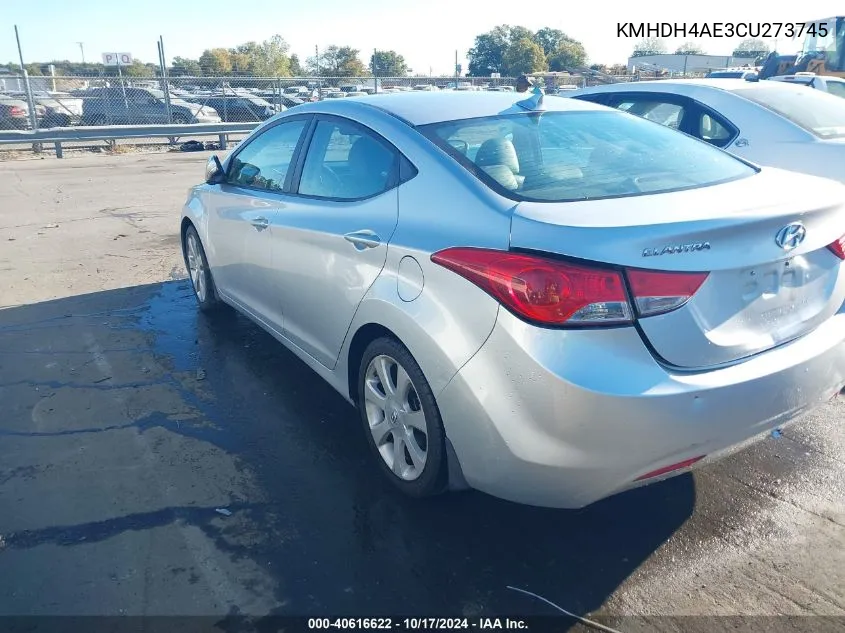 KMHDH4AE3CU273745 2012 Hyundai Elantra Limited (Ulsan Plant)