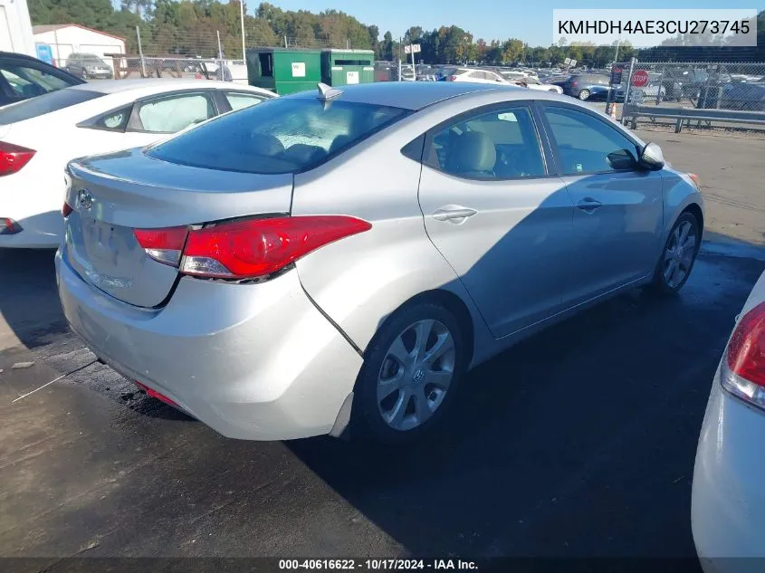 2012 Hyundai Elantra Limited (Ulsan Plant) VIN: KMHDH4AE3CU273745 Lot: 40616622