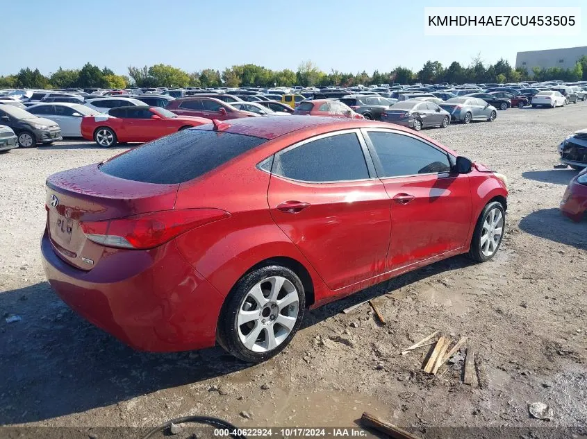 2012 Hyundai Elantra Limited (Ulsan Plant) VIN: KMHDH4AE7CU453505 Lot: 40622924