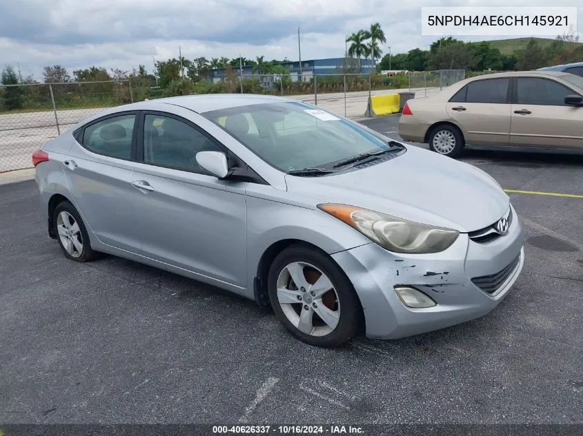 2012 Hyundai Elantra Gls VIN: 5NPDH4AE6CH145921 Lot: 40626337