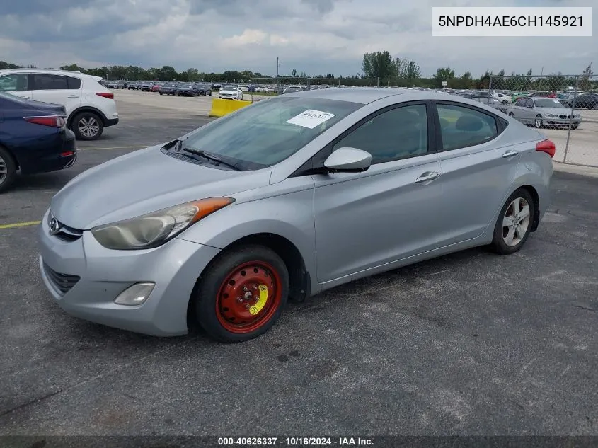 2012 Hyundai Elantra Gls VIN: 5NPDH4AE6CH145921 Lot: 40626337