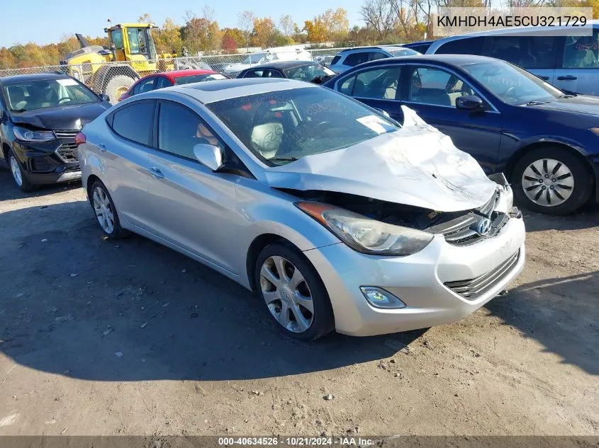 KMHDH4AE5CU321729 2012 Hyundai Elantra Limited (Ulsan Plant)