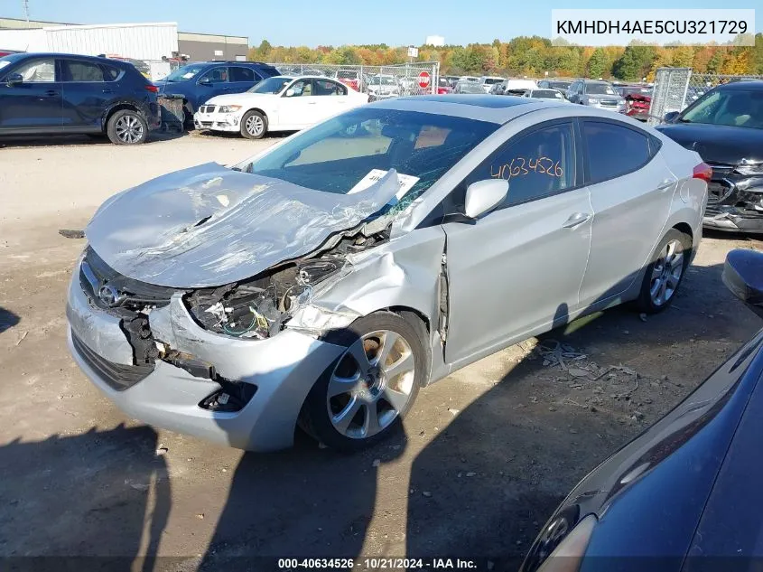 KMHDH4AE5CU321729 2012 Hyundai Elantra Limited (Ulsan Plant)