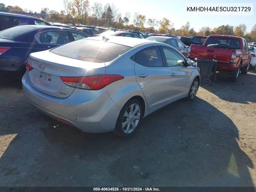 2012 Hyundai Elantra Limited (Ulsan Plant) VIN: KMHDH4AE5CU321729 Lot: 40634526