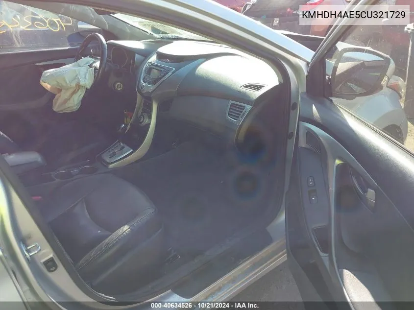 KMHDH4AE5CU321729 2012 Hyundai Elantra Limited (Ulsan Plant)