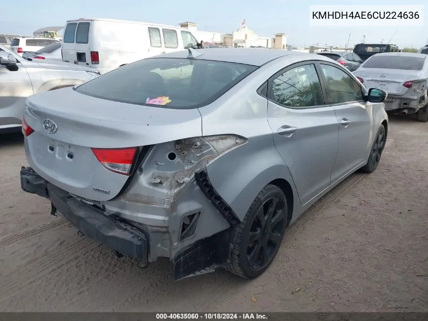 KMHDH4AE6CU224636 2012 Hyundai Elantra Limited (Ulsan Plant)