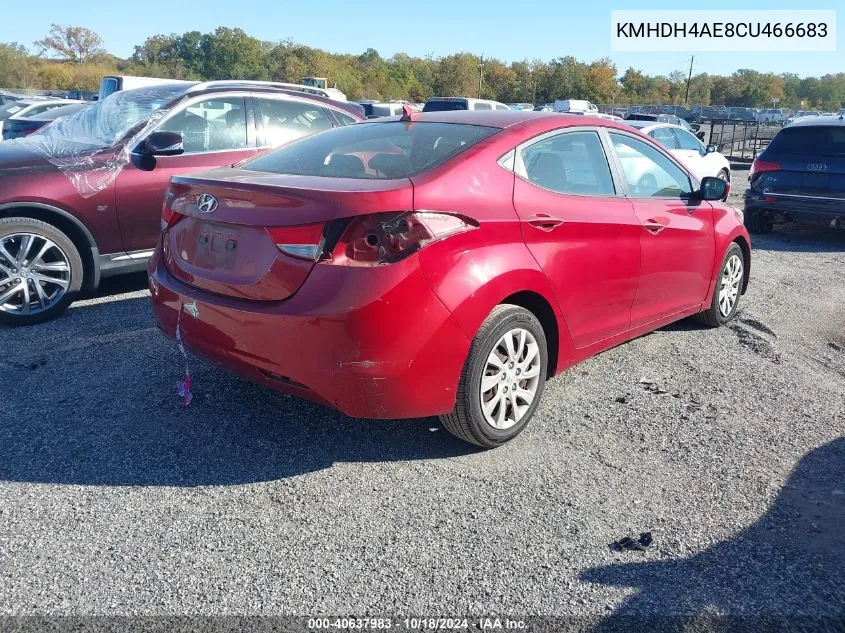 KMHDH4AE8CU466683 2012 Hyundai Elantra Gls Pzev