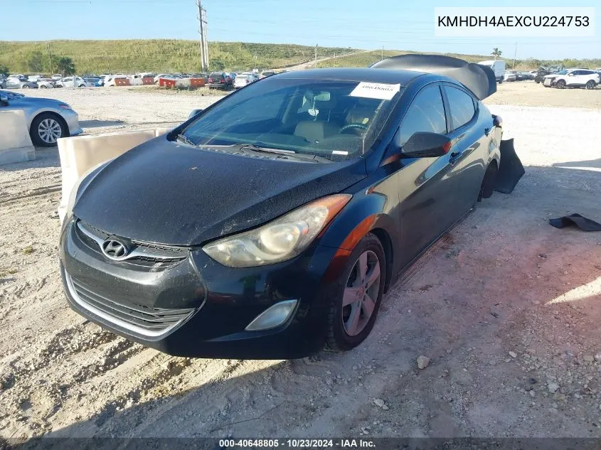 2012 Hyundai Elantra Gls/Limited VIN: KMHDH4AEXCU224753 Lot: 40648805