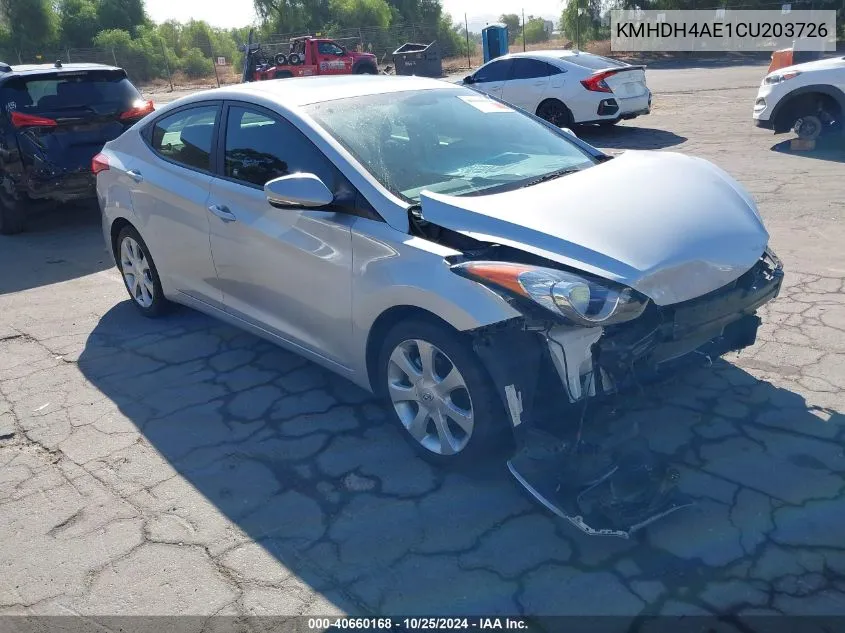 2012 Hyundai Elantra Limited (Ulsan Plant) VIN: KMHDH4AE1CU203726 Lot: 40660168