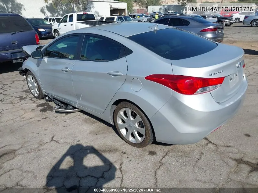 2012 Hyundai Elantra Limited (Ulsan Plant) VIN: KMHDH4AE1CU203726 Lot: 40660168