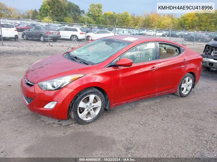 KMHDH4AE9CU418996 2012 Hyundai Elantra Gls (Ulsan Plant)