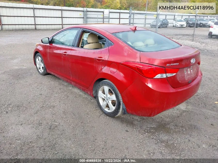 KMHDH4AE9CU418996 2012 Hyundai Elantra Gls (Ulsan Plant)