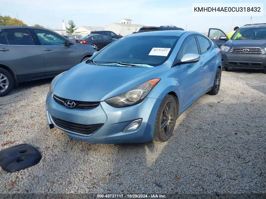 2012 Hyundai Elantra Limited (Ulsan Plant) VIN: KMHDH4AE0CU318432 Lot: 40737117