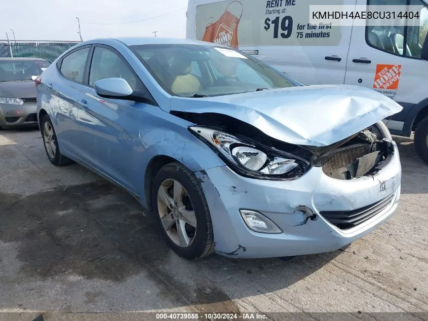 2012 Hyundai Elantra Gls (Ulsan Plant) VIN: KMHDH4AE8CU314404 Lot: 40739555