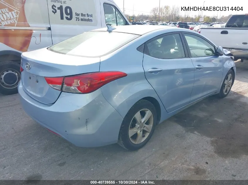 2012 Hyundai Elantra Gls (Ulsan Plant) VIN: KMHDH4AE8CU314404 Lot: 40739555