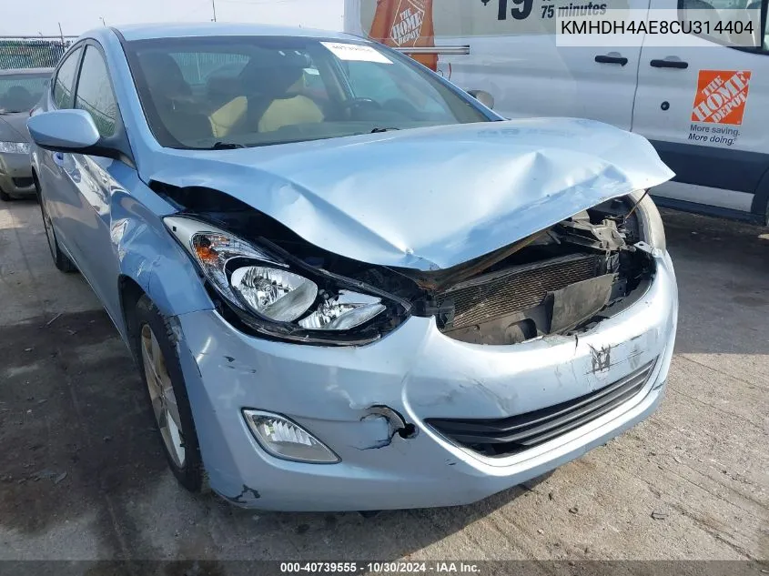 2012 Hyundai Elantra Gls (Ulsan Plant) VIN: KMHDH4AE8CU314404 Lot: 40739555