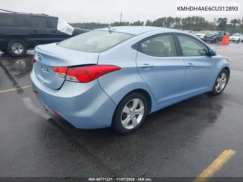 KMHDH4AE6CU312893 2012 Hyundai Elantra Gls (Ulsan Plant)