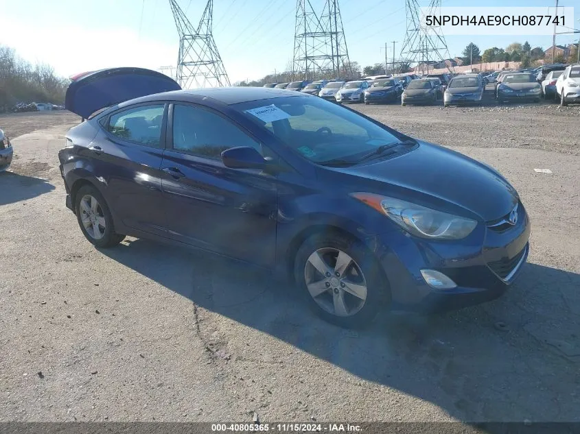 2012 Hyundai Elantra Gls VIN: 5NPDH4AE9CH087741 Lot: 40805365