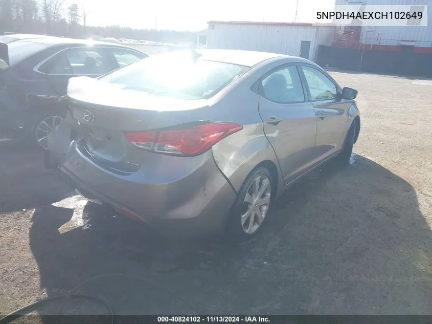 5NPDH4AEXCH102649 2012 Hyundai Elantra Limited