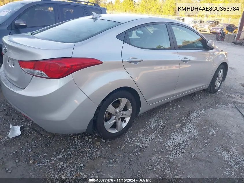 2012 Hyundai Elantra Gls (Ulsan Plant) VIN: KMHDH4AE8CU353784 Lot: 40877476