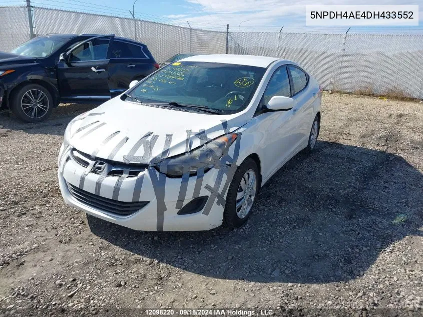 2013 Hyundai Elantra Gls/Limited VIN: 5NPDH4AE4DH433552 Lot: 12098220