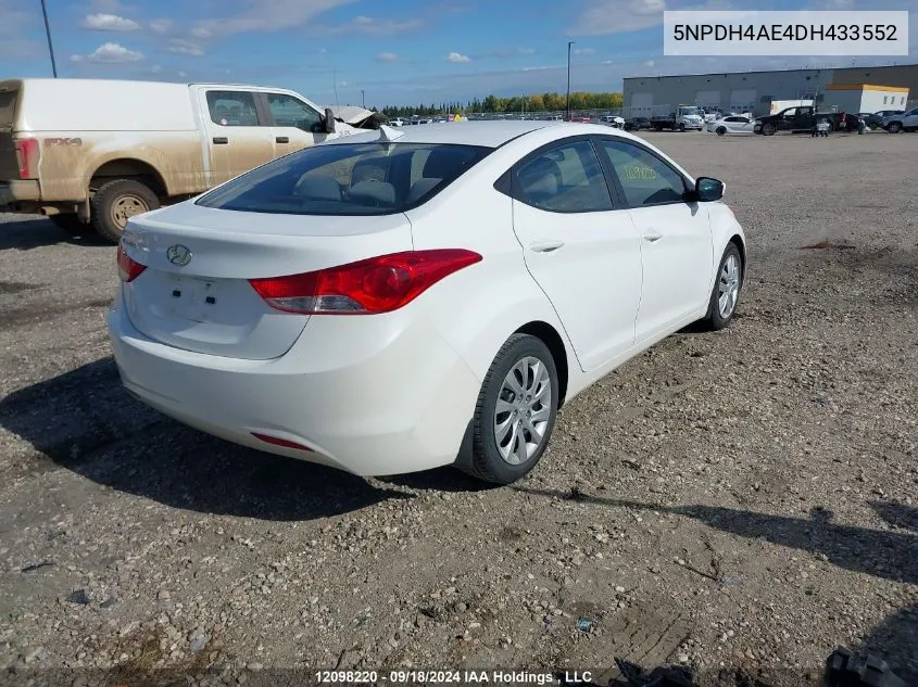 2013 Hyundai Elantra Gls/Limited VIN: 5NPDH4AE4DH433552 Lot: 12098220