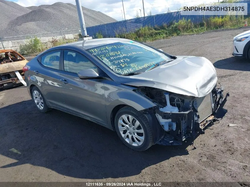 2013 Hyundai Elantra Gl VIN: 5NPDH4AE3DH314875 Lot: 12111635