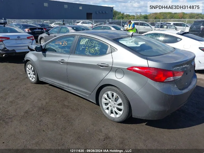 2013 Hyundai Elantra Gl VIN: 5NPDH4AE3DH314875 Lot: 12111635