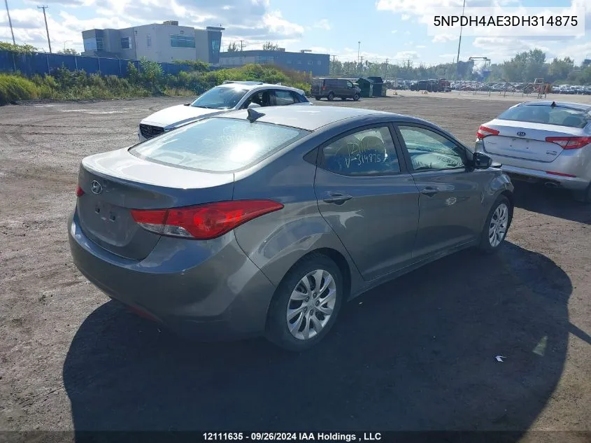 2013 Hyundai Elantra Gl VIN: 5NPDH4AE3DH314875 Lot: 12111635