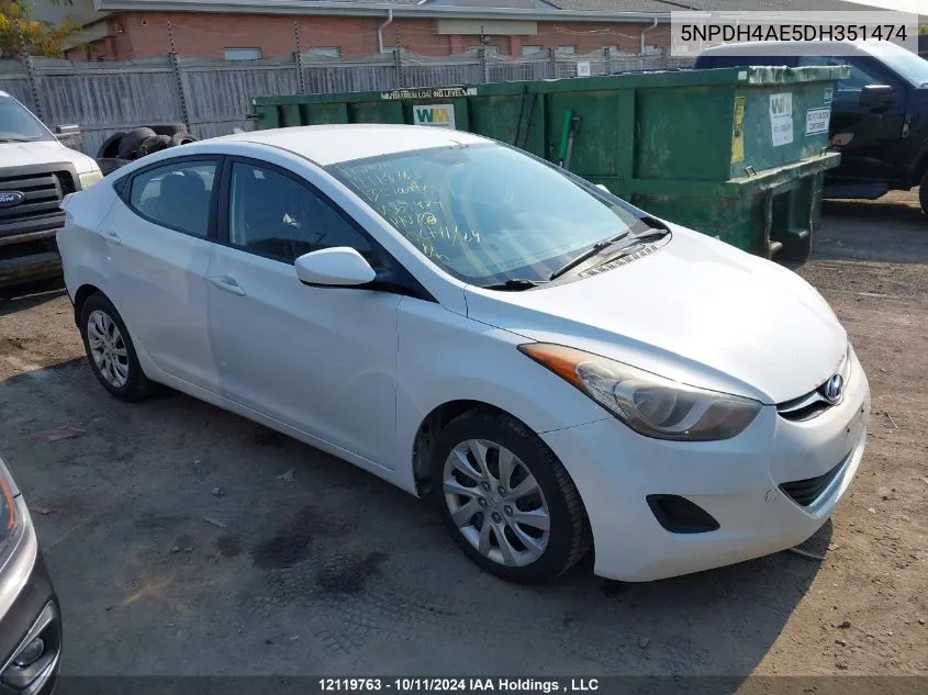 5NPDH4AE5DH351474 2013 Hyundai Elantra Gls/Limited