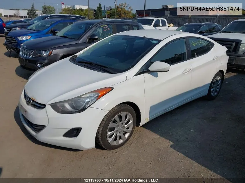 2013 Hyundai Elantra Gls/Limited VIN: 5NPDH4AE5DH351474 Lot: 12119763