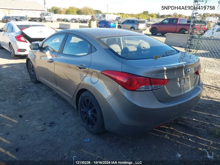 2013 Hyundai Elantra L VIN: 5NPDH4AE9DH419758 Lot: 12130236