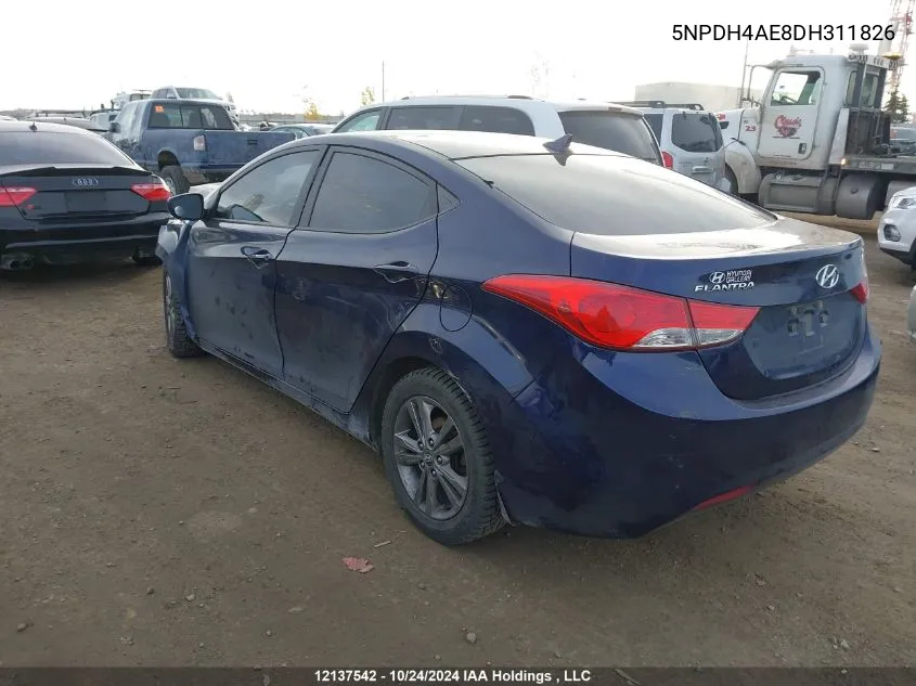 2013 Hyundai Elantra Gl VIN: 5NPDH4AE8DH311826 Lot: 12137542