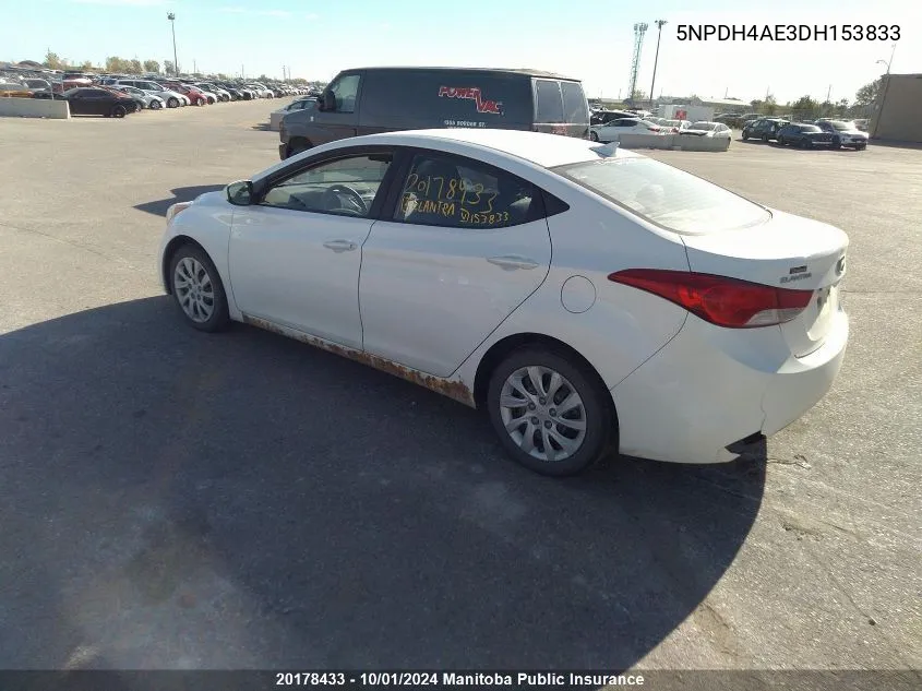 5NPDH4AE3DH153833 2013 Hyundai Elantra Gl