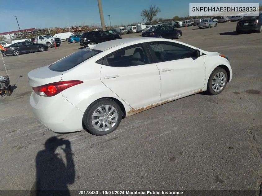 5NPDH4AE3DH153833 2013 Hyundai Elantra Gl