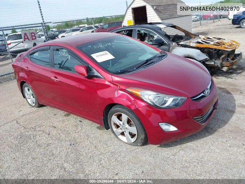 2013 Hyundai Elantra Gls VIN: 5NPDH4AE6DH402870 Lot: 39296048