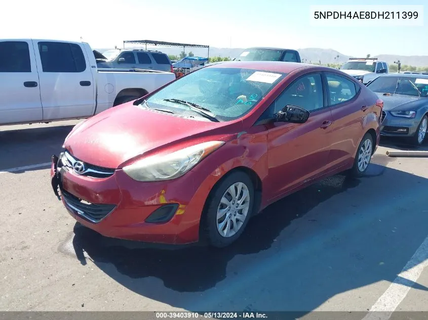 5NPDH4AE8DH211399 2013 Hyundai Elantra Gls