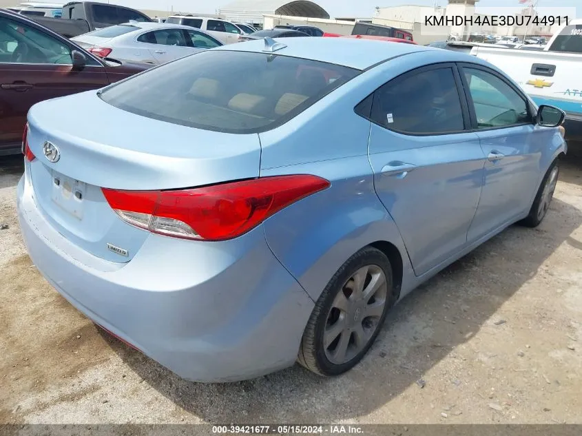 2013 Hyundai Elantra Limited VIN: KMHDH4AE3DU744911 Lot: 39421677