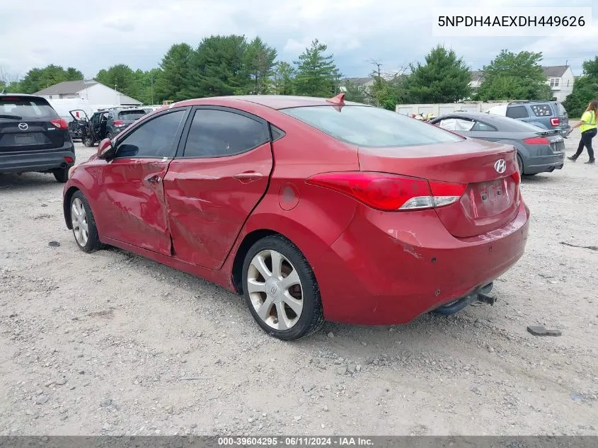 2013 Hyundai Elantra Limited VIN: 5NPDH4AEXDH449626 Lot: 39604295