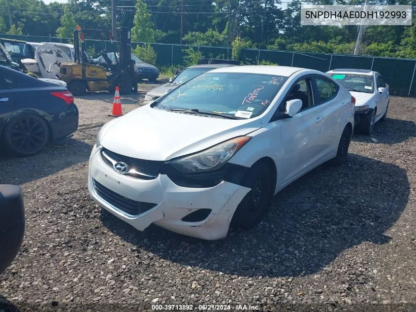 2013 Hyundai Elantra Gls VIN: 5NPDH4AE0DH192993 Lot: 39713892