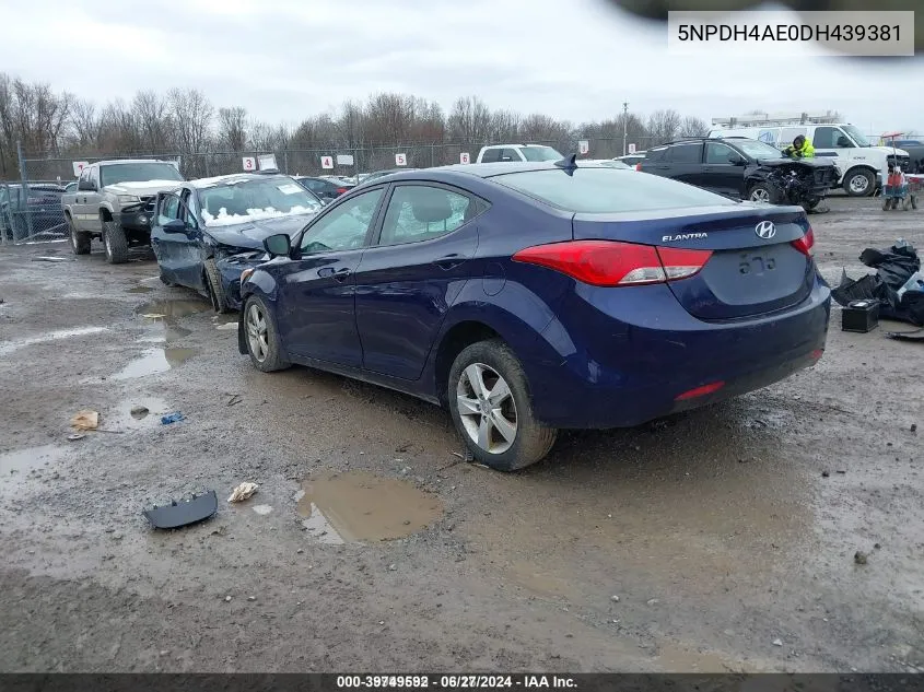 2013 Hyundai Elantra Gls VIN: 5NPDH4AE0DH439381 Lot: 39749592