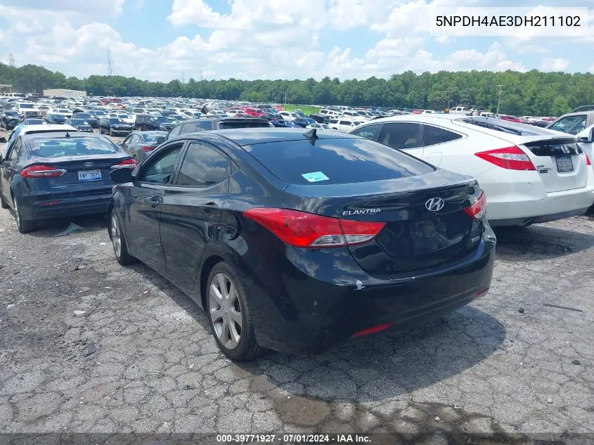 2013 Hyundai Elantra Limited VIN: 5NPDH4AE3DH211102 Lot: 39771927